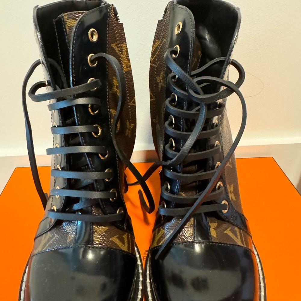 Louis Vuitton Monogram Black and Brown Booties - Picture 3 of 6
